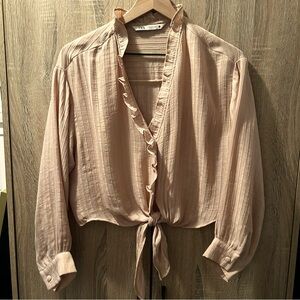Tie Ruffle Blouse